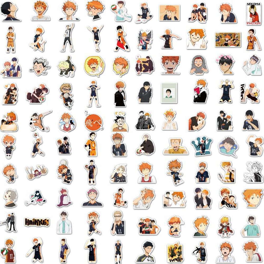 50pcs Cartoon Anime Haikyuu!! Stickers Decals Skateboard Laptop Suitcase Phone Diary Funny Waterproof Sticker for Kids Toys