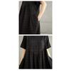 Summer cotton and linen round neck short sleeved dress for women