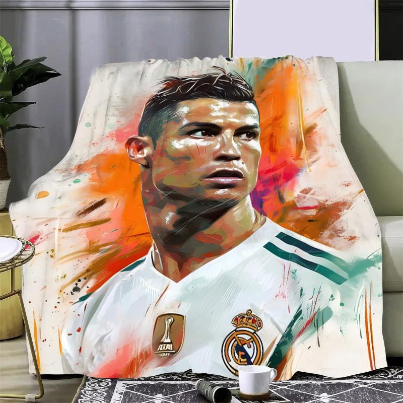 Football Star Printed Picnic Blankets R-ronaldo M-Messis Warm Blanket Soft and Comfortable Blanket Home Travel Birthday Gift