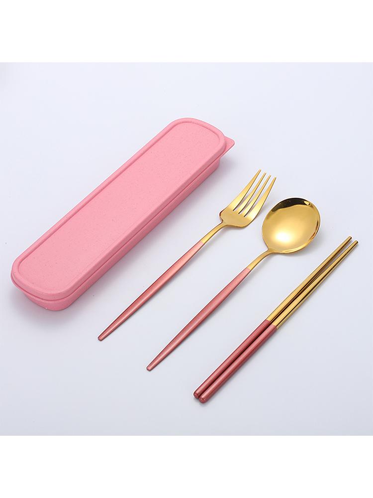 Stainless Stee Cutlery Set With Storage Box Portable Reusable Utensils For Home Office School Camping Daily Household Tableware