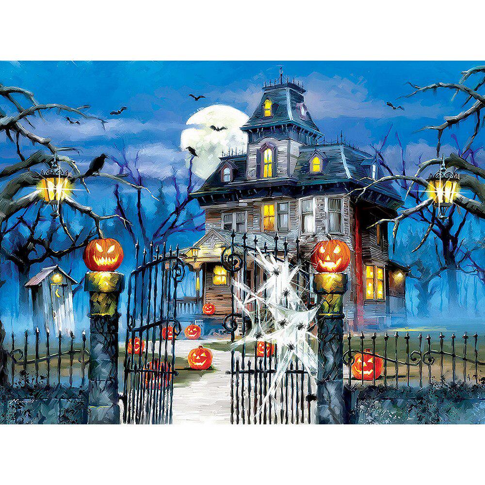 5D diamantová malba Plný kulatý hrad Halloween mozaika DIY Diamantové vyšívání scenérie Křížový steh