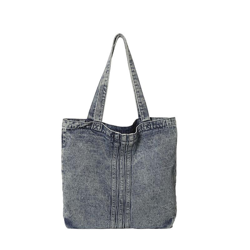 Lazy wind washed denim bag women's new literary canvas shoulder bag large capacity commuter tote bag