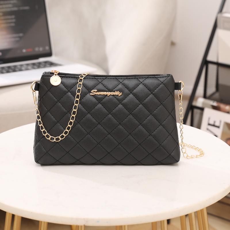 Simple atmospheric chain, small square bag, small fresh rhombus embroidered shoulder mobile phone bag, a women's bag.