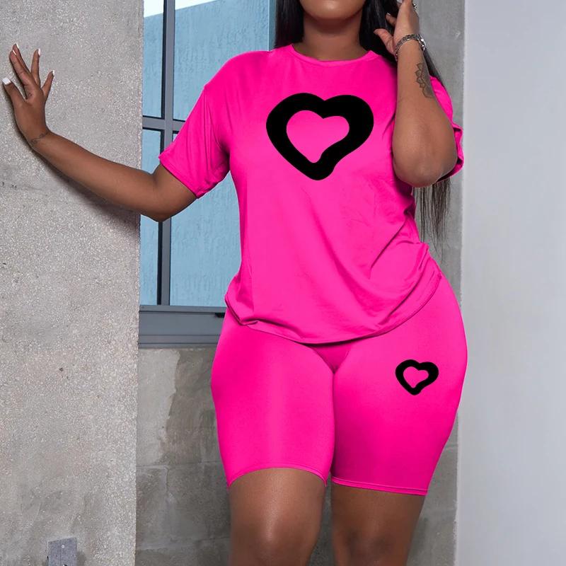 Summer Hot Sale Women s Tracksuit O-Neck T-shirts Tight Shorts Urban Fashion Ladies Home Outdoor Casual Oufits S