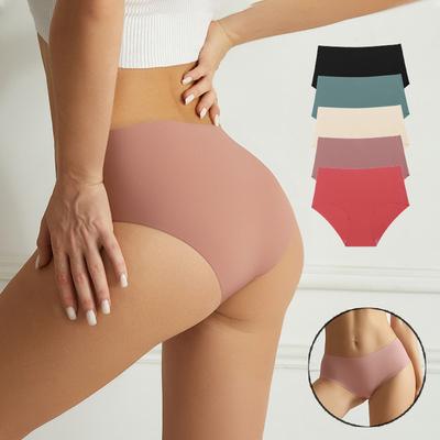 Calcinha Triângulo Simples Sexy de Cor Pura de Seda de Gelo Antibacteriana Respirável Sem Marcas na Cintura para Primavera e Verão