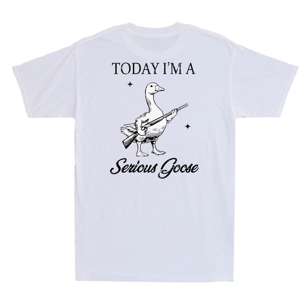 Сегодня я серьезный гусь Смешной гусь с пистолетом Мем Принт на спине Мужская футболка Унисекс футболка XXXXL