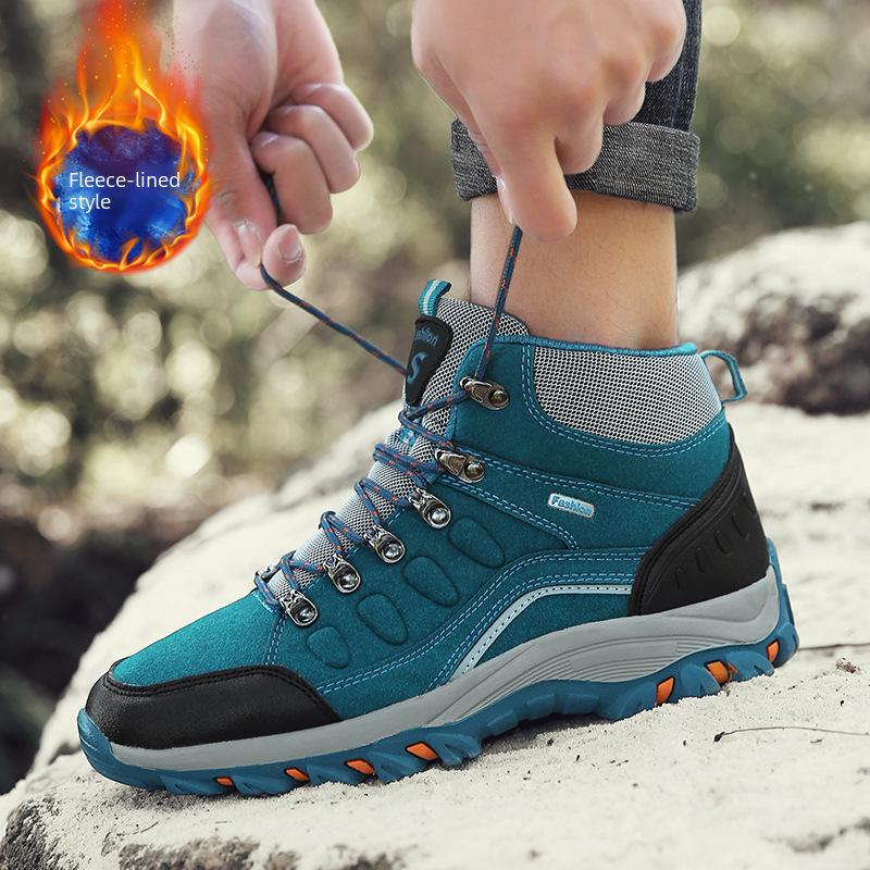 Warm Velvet Outdoor Snow Boots for Couples: Autumn/Winter Hiking Shoes for Men and Women, Non-Slip Sports Footwear.