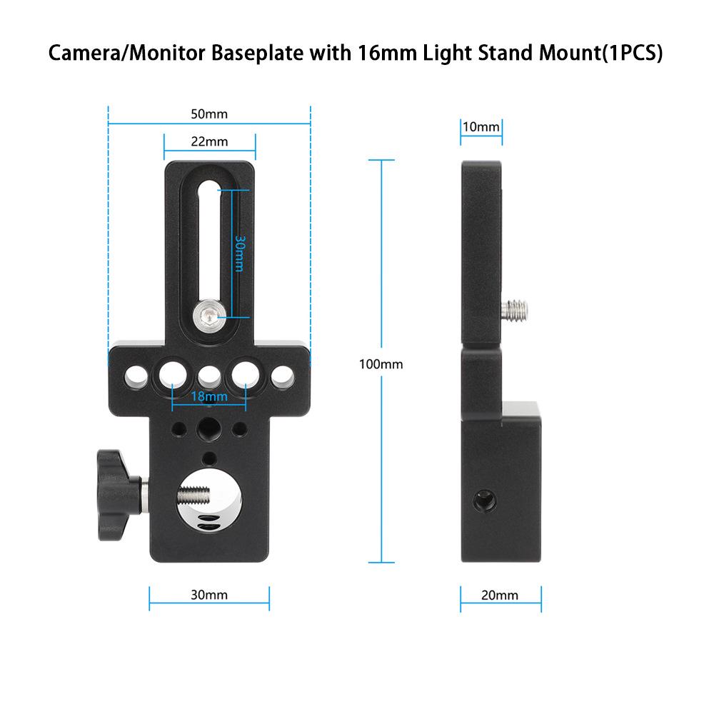 HDRIG Camera/Monitor Baseplate with 16MM Light Stand Mount for Monitor Cage 3961