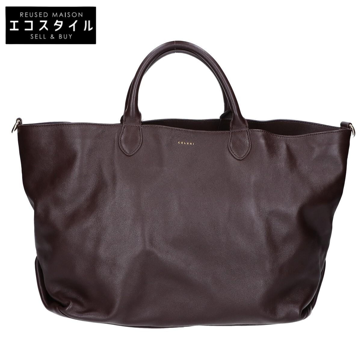 

CELERI Leather x canvas reversible Tote Bag Brown / IvoryUsed