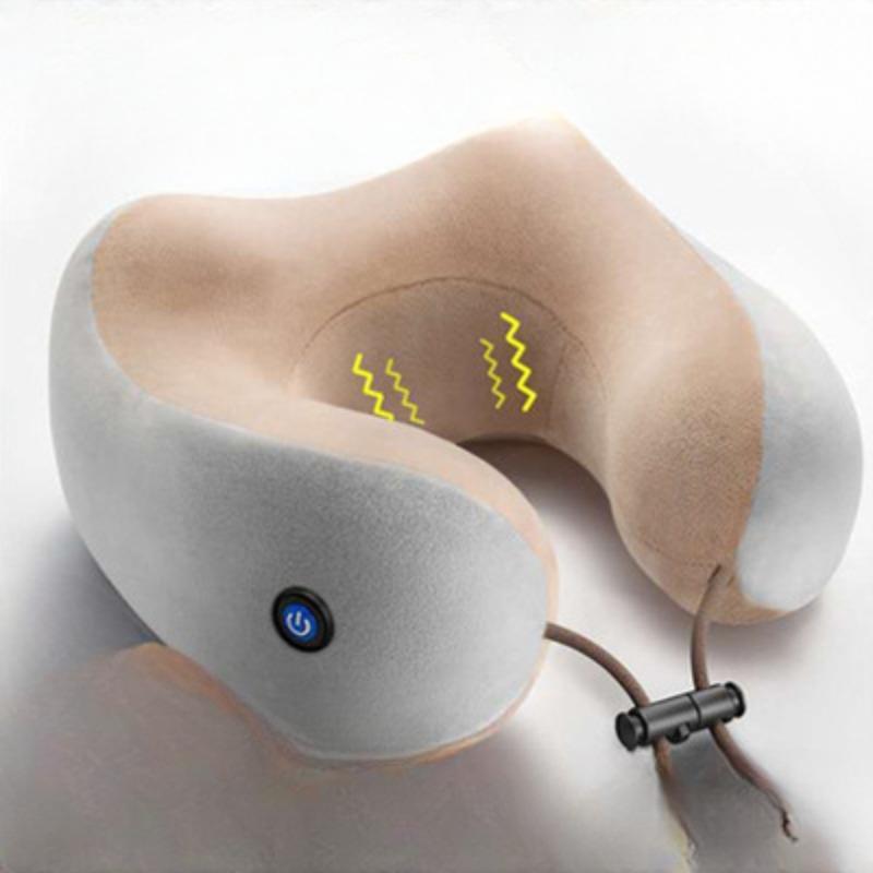 U-förmiges Halswirbel-Massagekissen, aufladbares multifunktionales Schulter- und Nackenmassagegerät mit elektrischer Vibration und heißer Kompresse, Nackenschutz