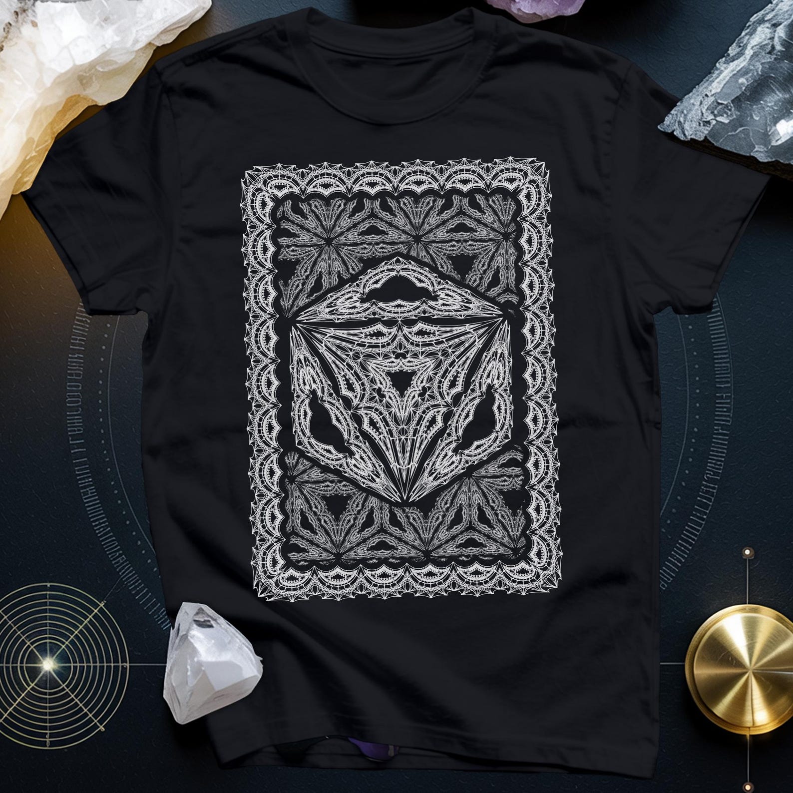 Octahedron Sacred Geometry T-Shirt | Spiritual Design Unisex Tee XL