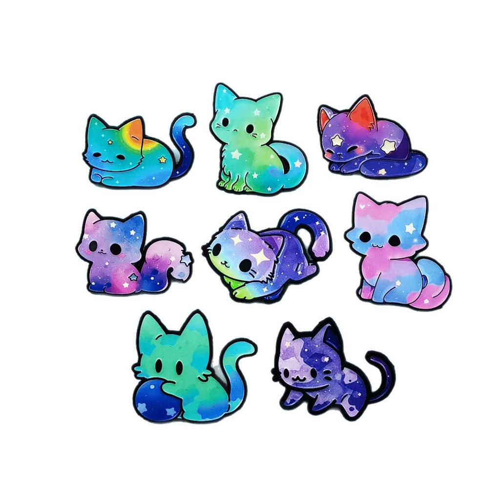 Gradient Cartoon Kitten Brooch: Cute Alloy Badge for Backpack & Clothing Decoration.