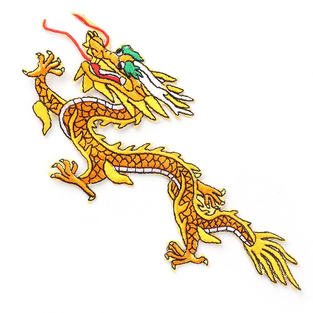 Kinesisk drake tygmärke broderad patch DIY dekor applikation hantverk klädtillbehör