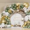 Sage Green Balloons Garland White Gold Confetti Latex Balloon Arch Kit Baby Shower Kids Birthday Party Wedding Decoration Globos