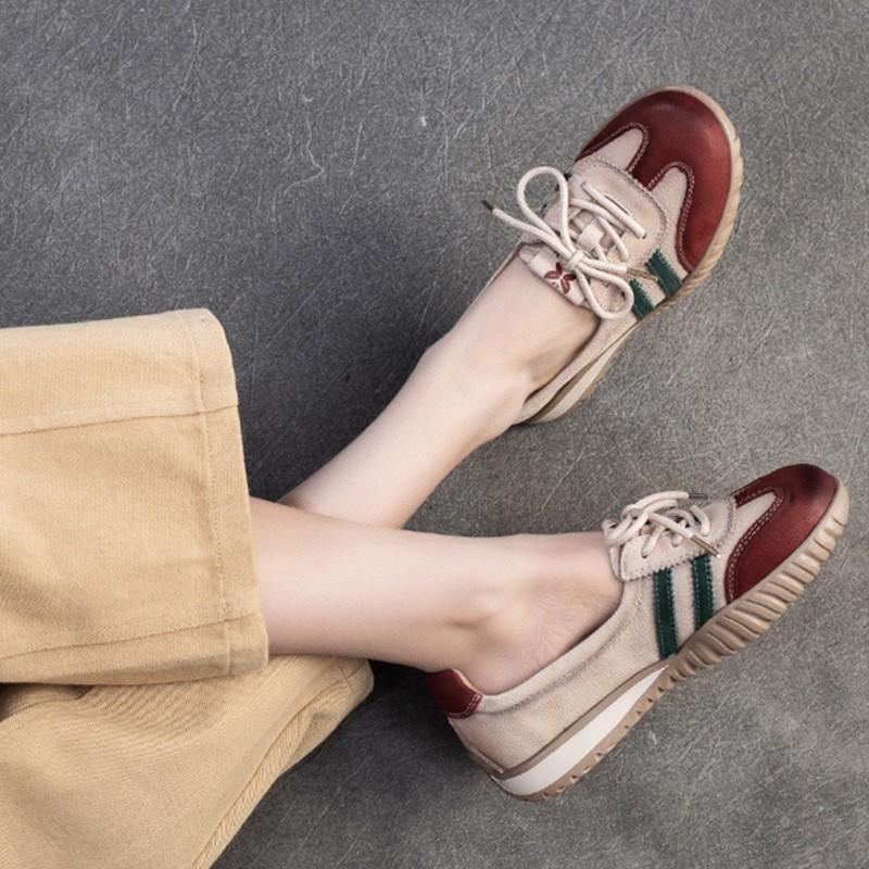 Fashion GKTINOO 2025 Spring New Flat Lace-up Shoes Mixed Colors Comfortable Leisure Soft Soled Women's Slip-on Shoes