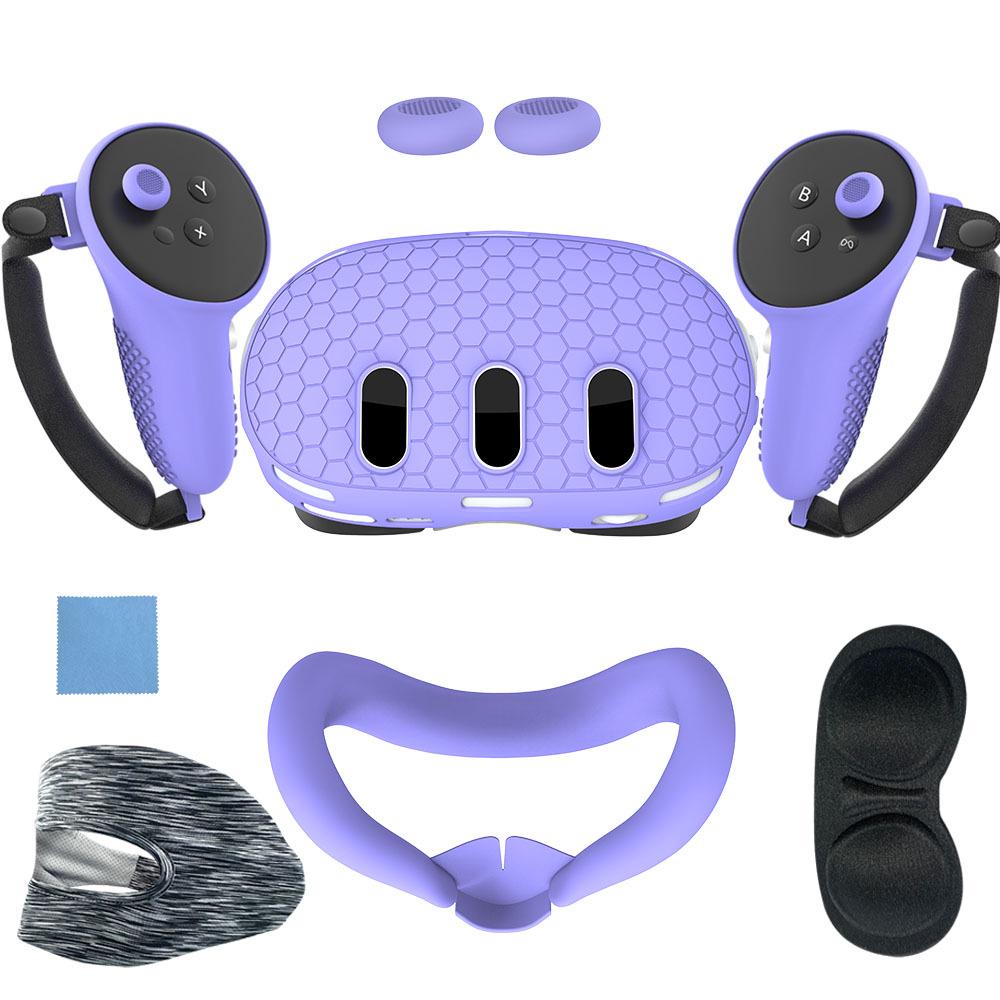 Meta Quest 3 Silicone Protective Case: 7-Piece Set for Controller & Host - Anti-Slip, Anti-Drop VR Accessories