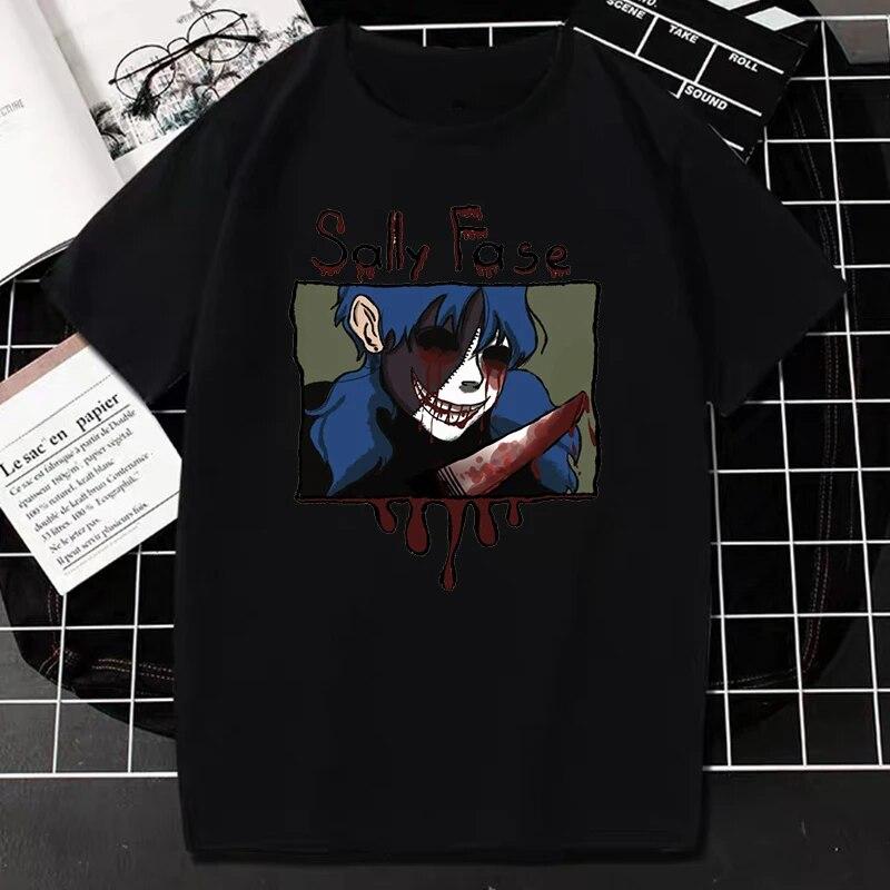 Tričko Sally Face Horror Game Print Tričko Kawaii Harajuku Anime Oblečení Ženy Unisex Móda Ležérní Tričko Hiphop Gothic Streetwear