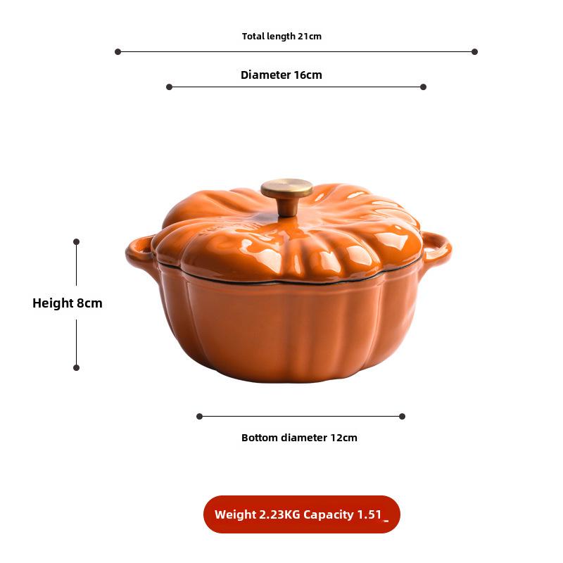 Little Happiness Multi-Function Cast Iron Pumpkin Enamel Pot - Stew, Soup, Universal Induction Cooker