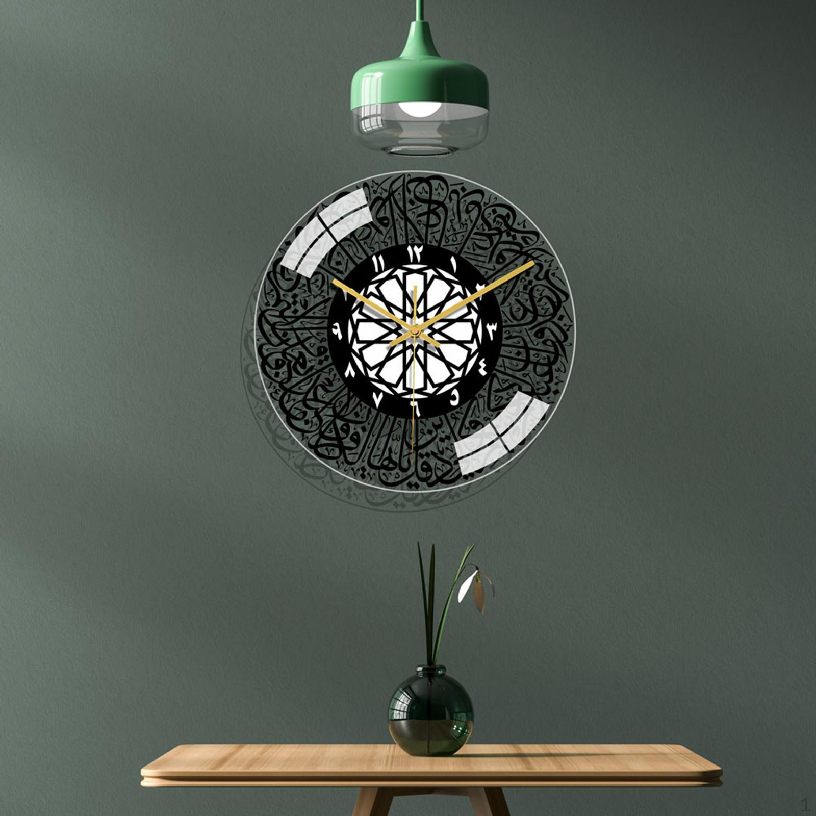 

Настенные часы Каллиграфия Декоративные 11,8 дюйма Декор Круглые Современные Бесшумные Исламские Рамадан Style B