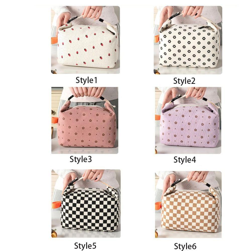 Waterproof Floral Corduroy Lunch Bag Floral Printed Picnic Bag Outdoor Camping