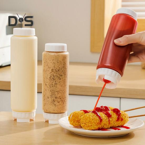 Gewürzspender, Quetschflasche für Soßen, große Kapazität, wiederverwendbarer Gewürzbehälter, Doppelkopf-Küchenwerkzeug für Flüssigkeiten und Soßen