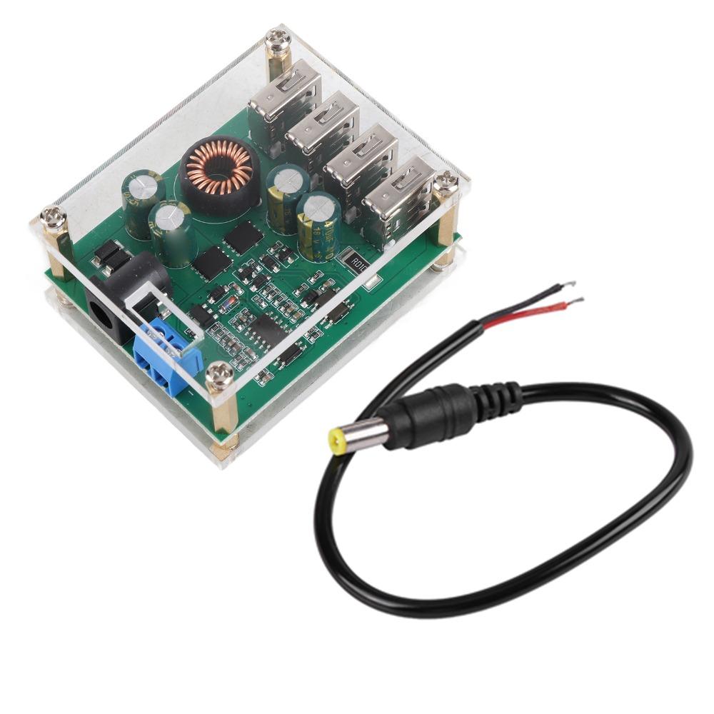 7‑60V to 5V DC-DC Step Down Converter 5A Current 4 USB Ports Voltage Step Down Converter Power Supply Module Electronic Projects