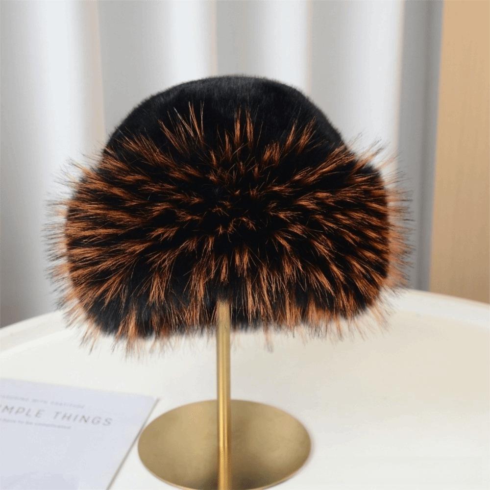 Warm Mink Fur Fisherman Hat Korean Style Fluffy Warm Hat Simple Plush Bucket Hat Ski
