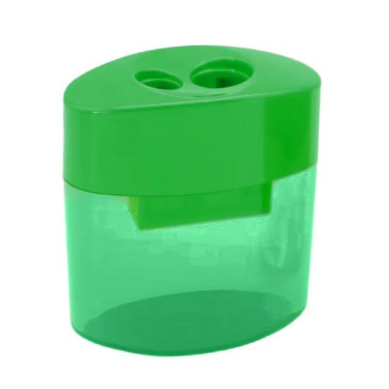 Double Hole Pencil Sharpener with Lid Plastic Manual Pencil Sharpener Portable Colored Pencil Sharpener for Kids Adults Students School Office