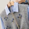 Damen Weste mit floraler Stickerei aus Wollmischung