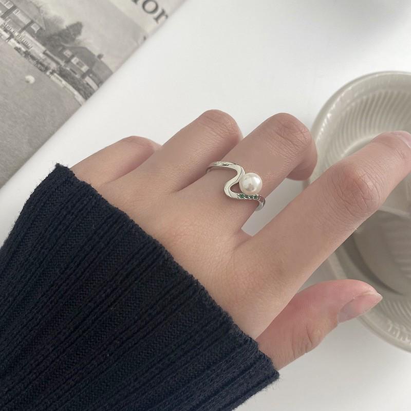 

Кольцо женское из стерлингового серебра 925 пробы с цирконом и жемчугом: Трендовый, Минималистичный Дизайн