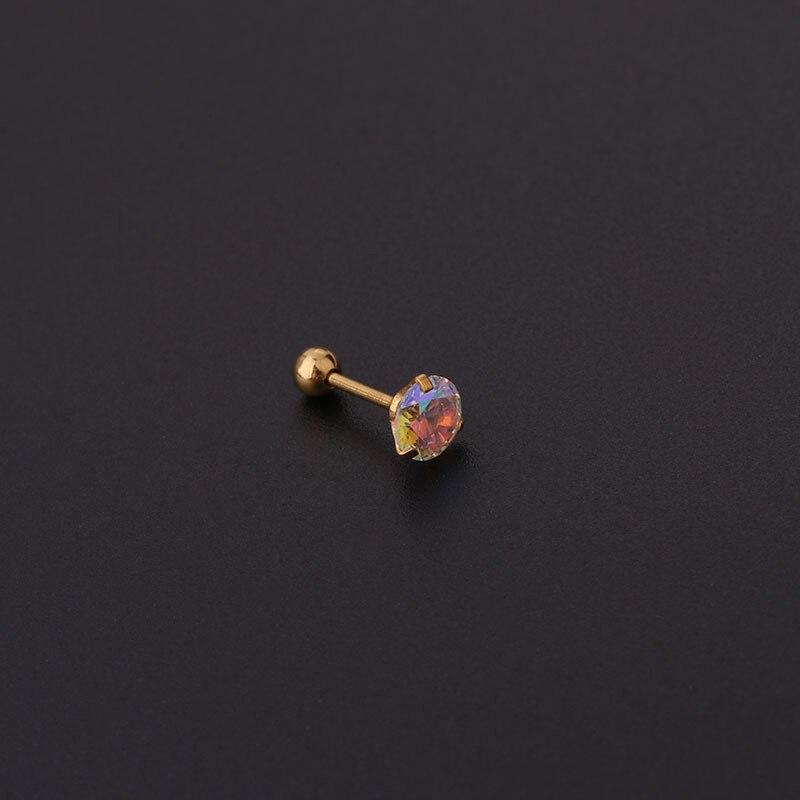 1Piece Mini AB barevné zirkonové náušnice pro ženy 2021 Trend Jewelry Náušnice Piercing Heart Start Triangle Zirkonové náušnice