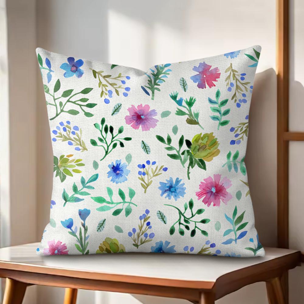 Minimalist Floral Art Cushion Cover Natural Linen Organic Fabric DoubleSided Printing Couch Pillow Covers Home Decor Gift