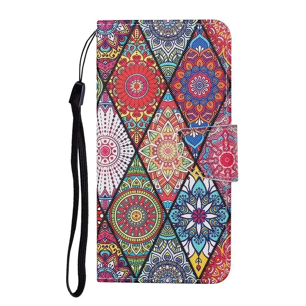 Leather Flip Phone Case For Samung Galaxy A10S A20S A20E A20 A30 A21S A22 A23 A24 A25 Flower Painted Wallet Card Holder Cover
