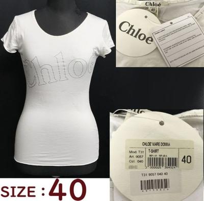 Hergestellt in Italien Logo-Print Stretch Kurzarm T-Shirt Weiß Damen Größe 40 M L(GEBRAUCHT)