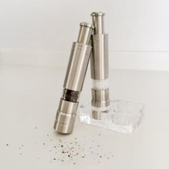 Moulin à épices Cool à une main avec ensemble sel et poivre qui peut être moulu d'une seule main Moulin à épices avec support en acrylique &