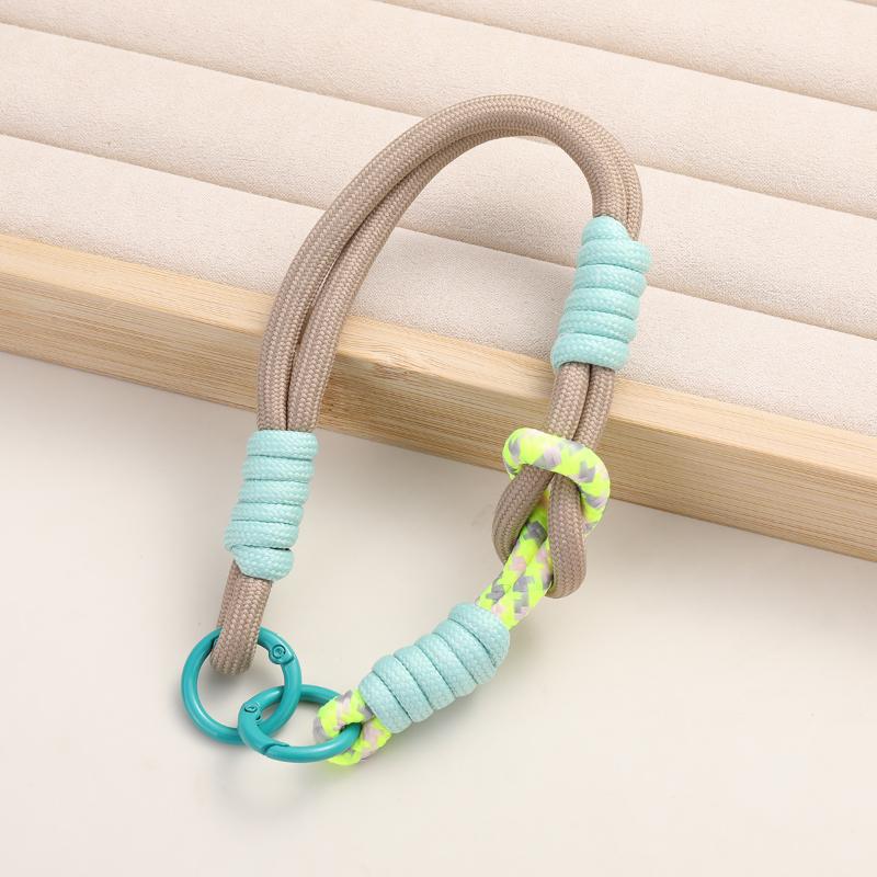 1Pcs Double Knot Hand Woven Rope Keychain Hanging Chain Ring Cord Phone Lanyard Anti-Loss Rope Keyring Wrist Strap