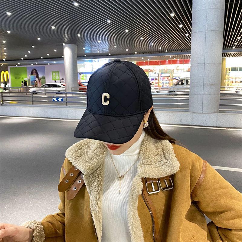 Press Grid Warm Baseball Cap Winter Embroidery Simple Couple Cap Female