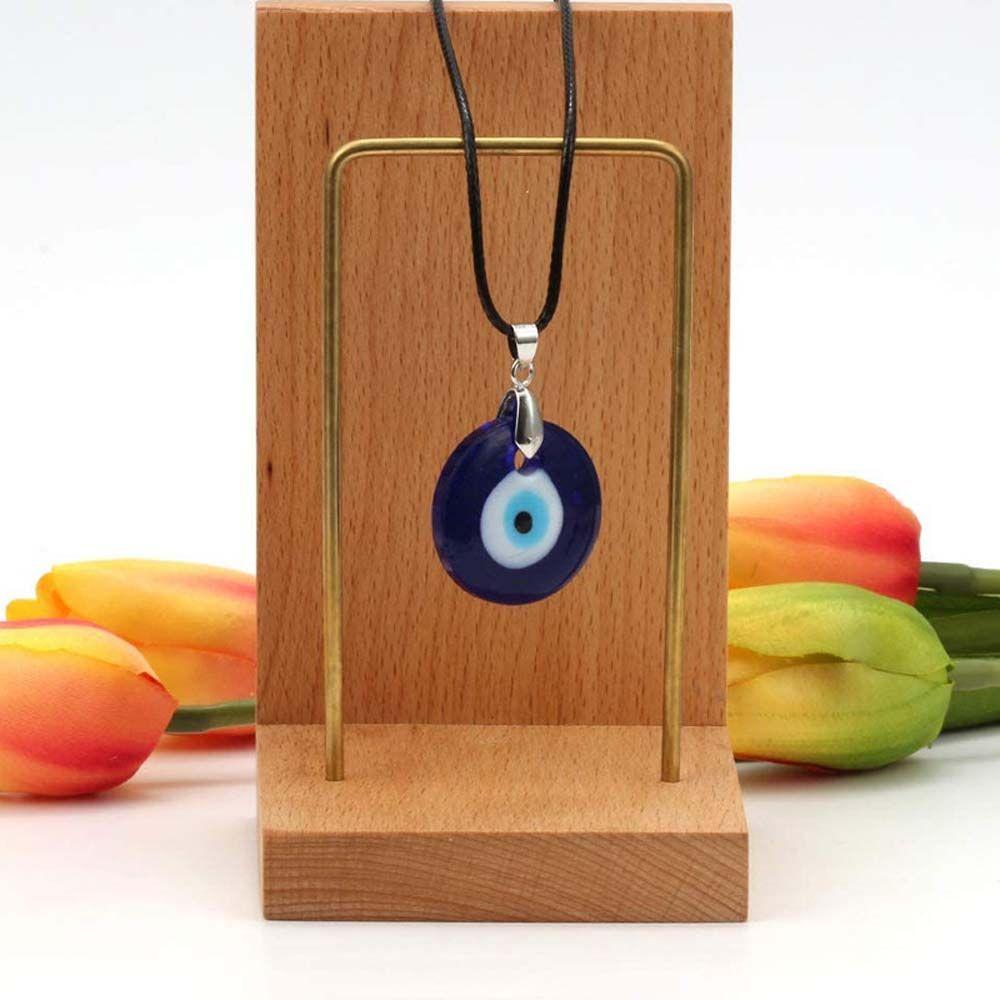 Pu Leather Chains Drop Shaped Round Demon Eye Clavicle Chains Blue Eyes Necklace Fashion Jewelry