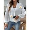 Women's Knitted Sweater Autumn Winter Hand Crochet Patchwork Short Button Cardigan Sweater