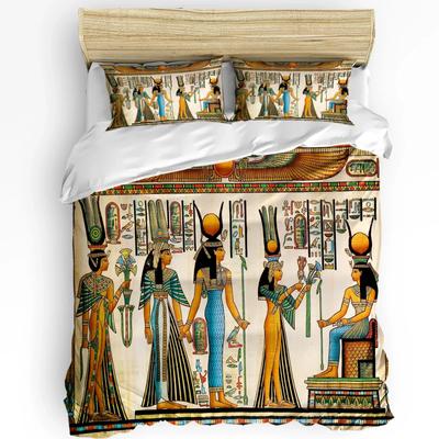 Copripiumino Cultura Faraonica Egizia con Federa Piumone Personalizzato Set Biancheria da Letto 3pz Coperta Trapunta Letto Matrimoniale Tessile per la Casa