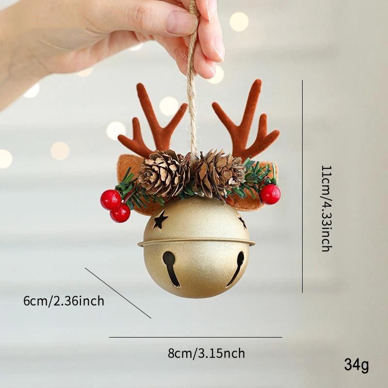 

Christmas Bell Antlers Bow Pinecone Bell Mixed Pendant Christmas Tree Showcase Car Hanging Decoration