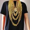 2 Pezzi Collana a Catena Dorata Stile Hip Hop Gioielli da Collo Catene da Rapper Materiale CCB Regalo Perfetto per Uomini e Donne