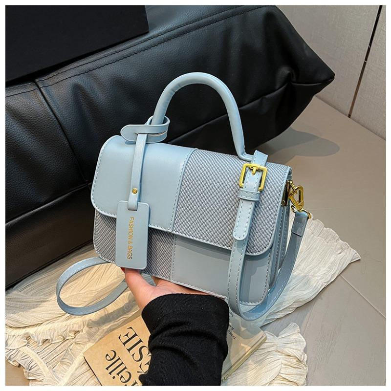 Nowa przenośna mała kwadratowa torebka w kontrastowym kolorze damska Sen Meng modna tekstura torebka na ramię spersonalizowana torebka kurierska do dojazdów do pracy