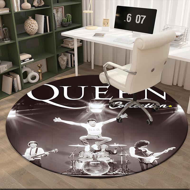 1pc Freddie Mercury Retro Poster Round Carpet Painted Printed Circular Carpet, Home Door Mat, Outdoor Travel Protection Carpet