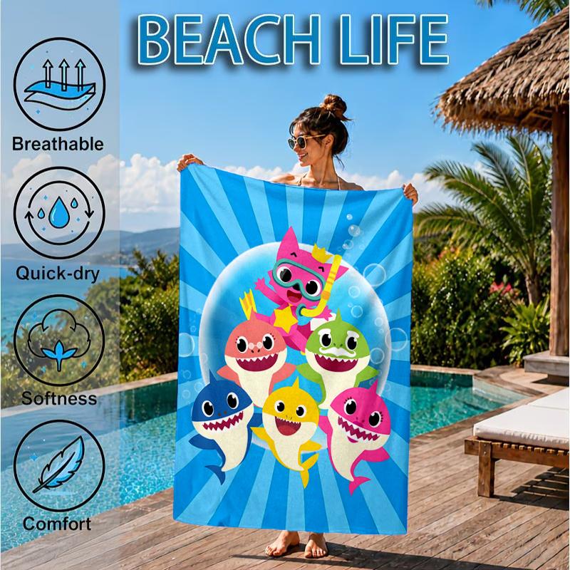 Cartoon Shark Dance Party Beach Towel, Microfiber Beach Towel, Perfect For Pool, Beach, Travel, Home Decor Beach Party Fan gifts