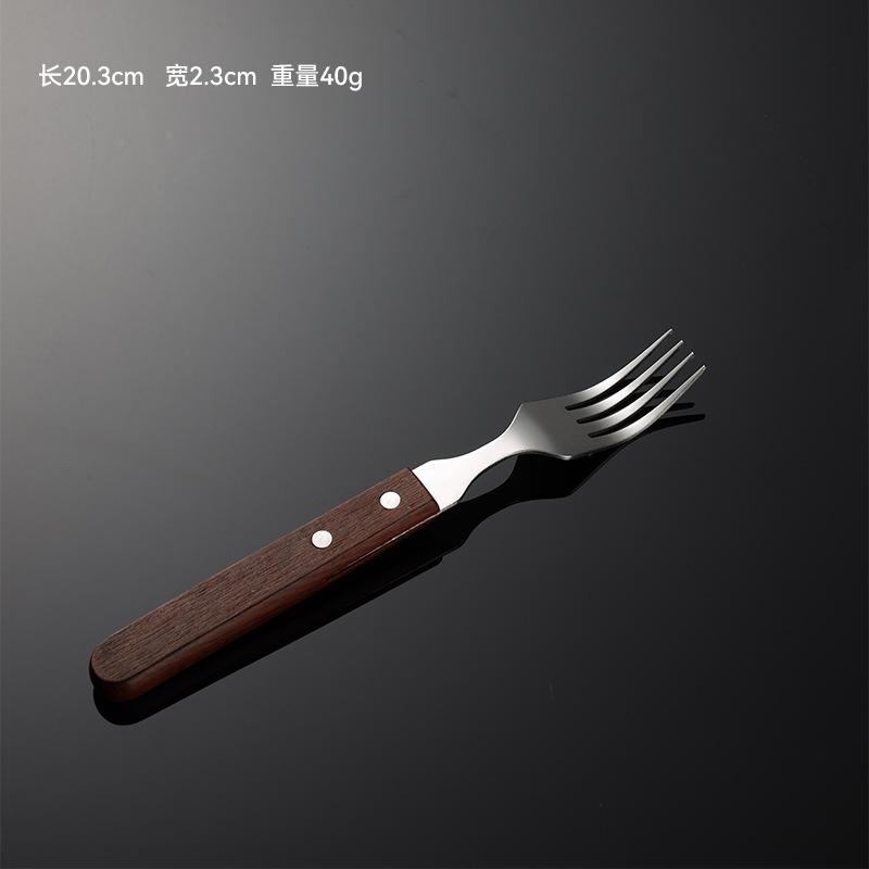 Stainless steel handle knife, fork, spoon, western tableware 3 main pieces rosewood handle steak knife and fork hotel retro meal