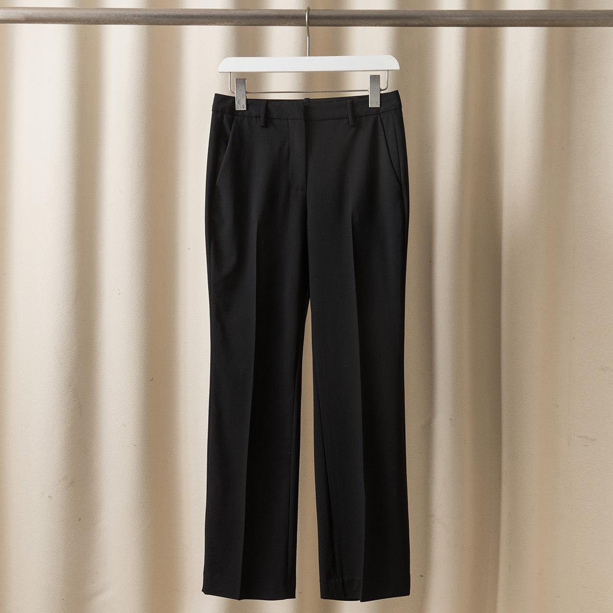 

TH Spring/Summer Wool Mid-Waist Slim Fit Micro-Flare Commuting Trousers XL чёрный