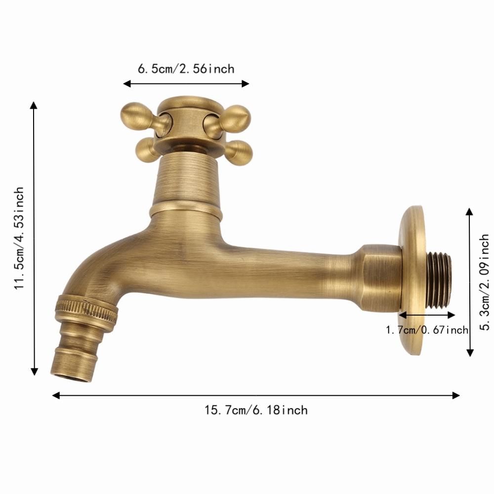 Antique Brass Faucet Wall Mounted Single Handle Washing Machine Faucet Single Cold Water G1/2" Connection Faucet Tap Sink