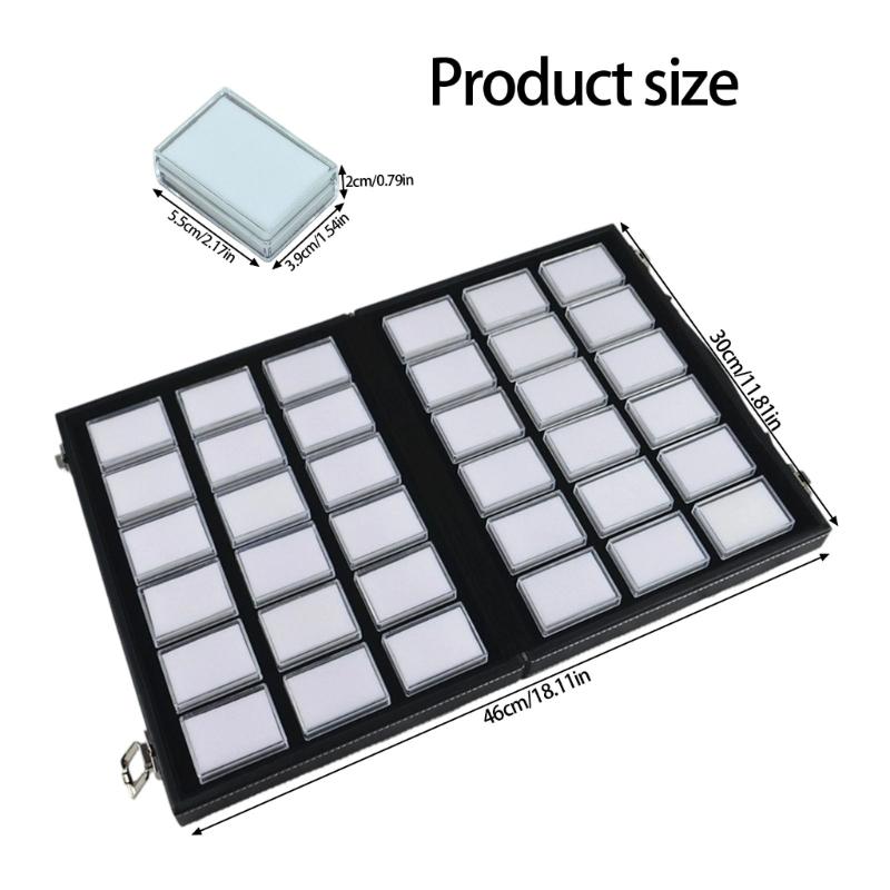 Clear Rectangular Jewelry Box with Handmade Leather Handle Displaying Organizers Suitable for Organizing Rings Bracelets