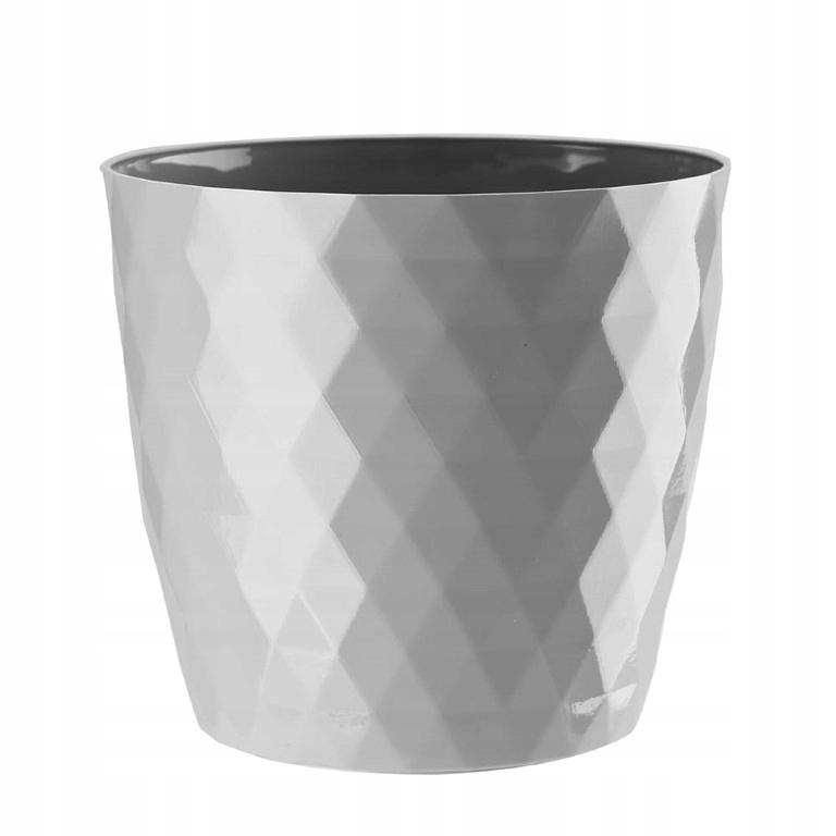 Gray plastic flower pot Cristal 14 x 12 cm